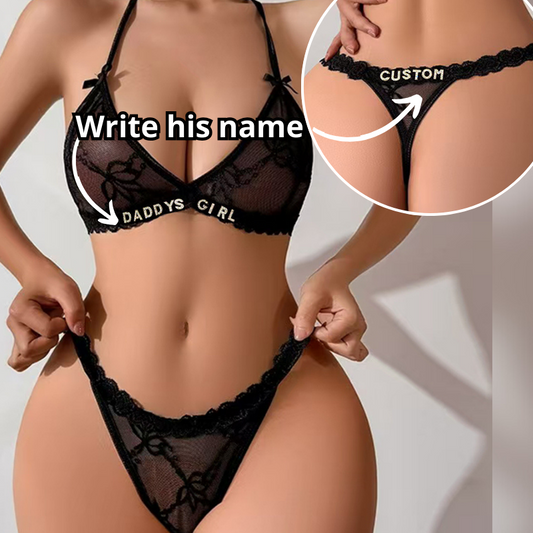 Personalized Lace Bra T-Back Underwear Set