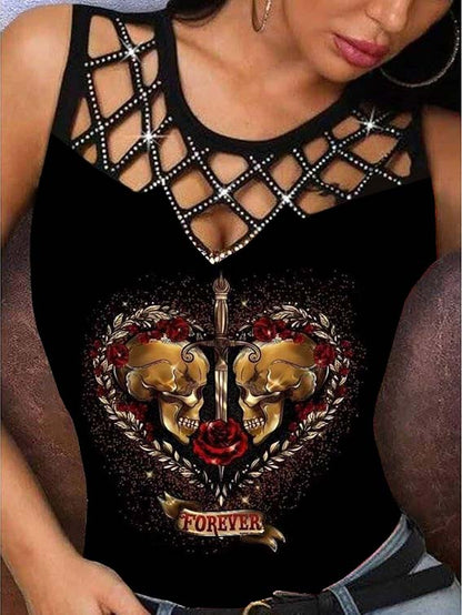 Forever Love Skull Love Print Vest