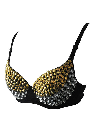 Sexy Fashion Dark Punk Beaded Light Diamond Bra