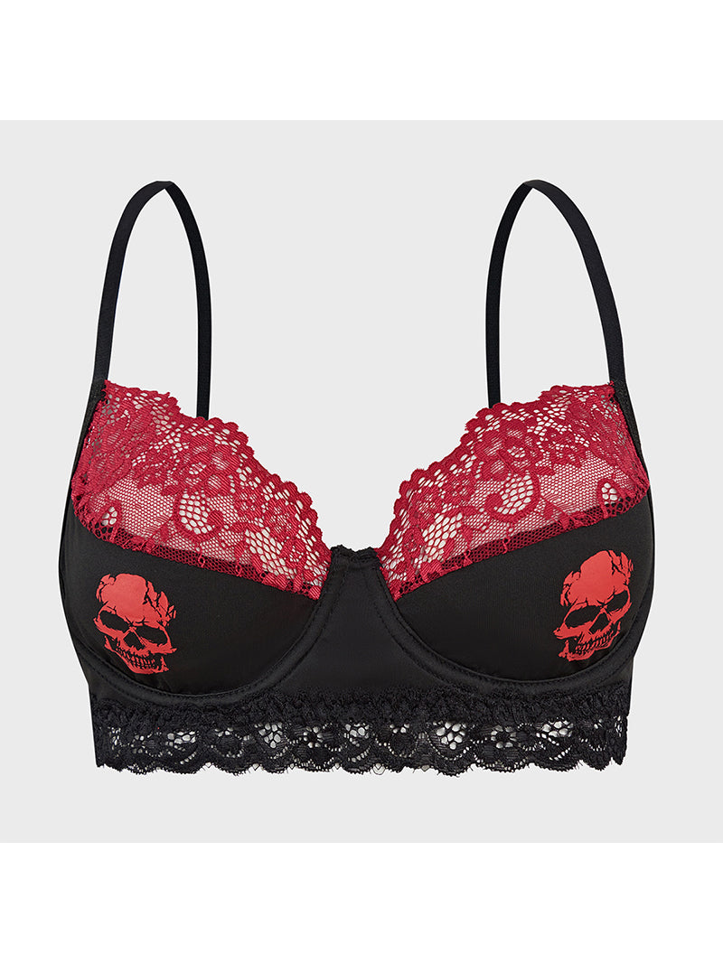 Fashion Sexy Skull Lace Stitching Bra Underwear