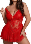 Plus Size Sexy Lace Slip Nightdress 2-Piece Set