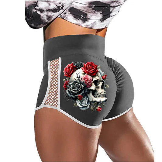 Every Rose Has Its Thorn Skull Low-Rise Track Shorts