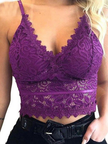 Sexy Hollow out Lace Thin Strap Triangle Cup Backless Bra