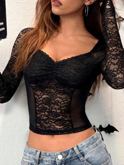 Sexy Lace Slim Long Sleeve Top