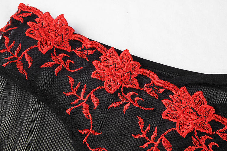 Sexy Embroidery Low Waist T-Back