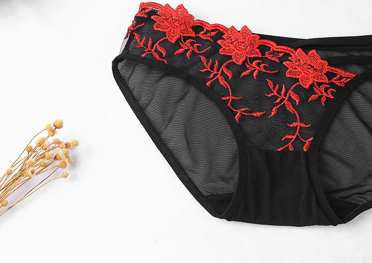 Sexy Embroidery Low Waist T-Back