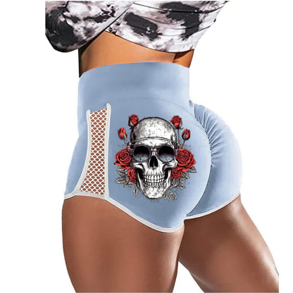 Sunglasses Skull Rose Low-Rise Track Shorts