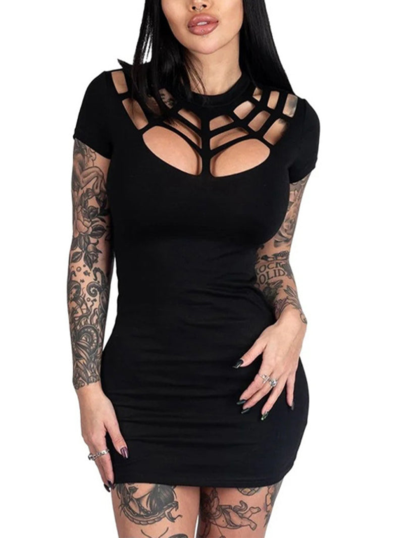 Women's Dangerous Love Spider Web Hollow Sheath Dress