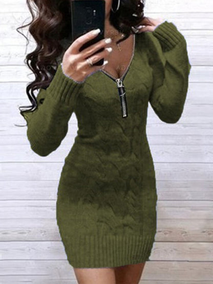 Elegant Three-Dimensional Embroidered Slim Knitwear Dress