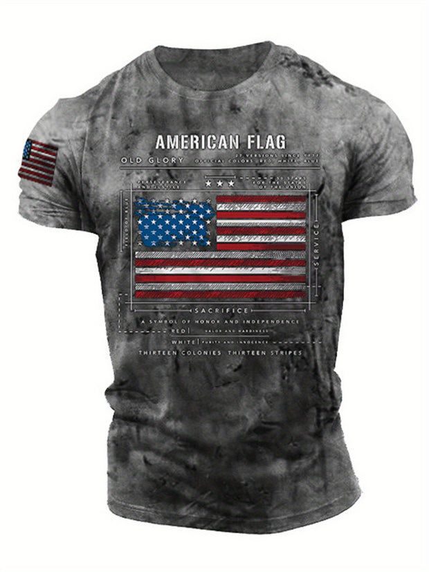American Flag Paint Print Short Sleeve T-Shirt