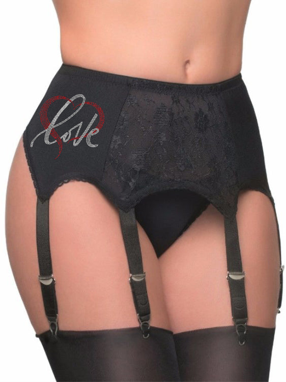 Love Print Lace 6 Claw Garter