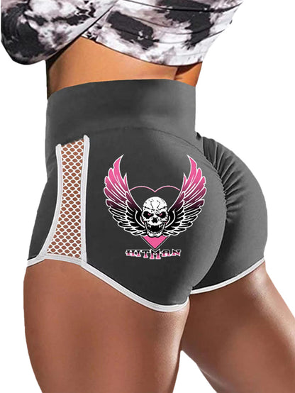 Gothic Wings Rose Hit Man Print Sports Shorts