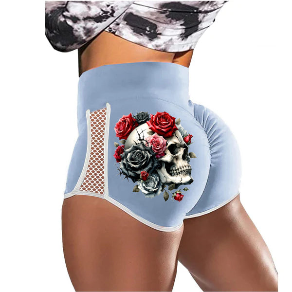 Every Rose Has Its Thorn Skull Low-Rise Track Shorts