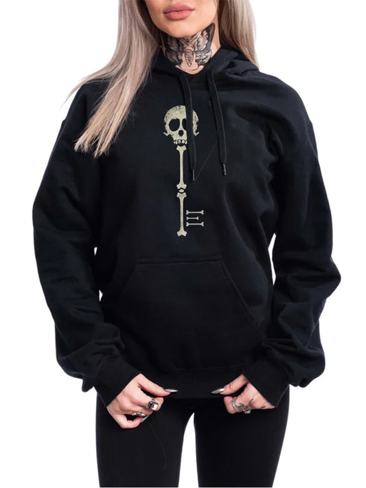 Halloween Women Skull Key Print Hoodie