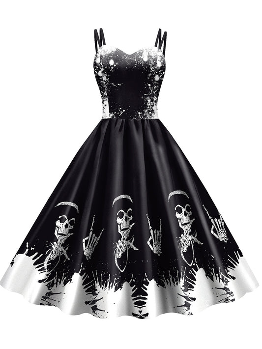 Halloween Gothic 3D Printing Slip Dress