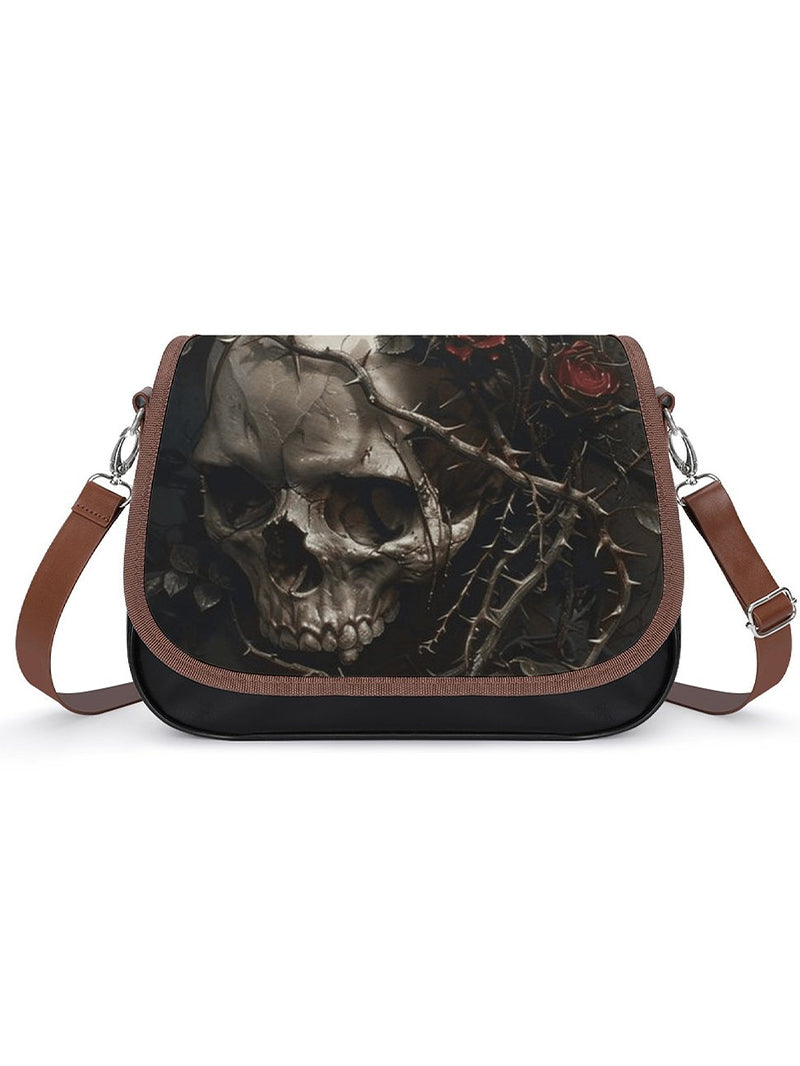 Women's Fashion Skull Print Leather Haversack