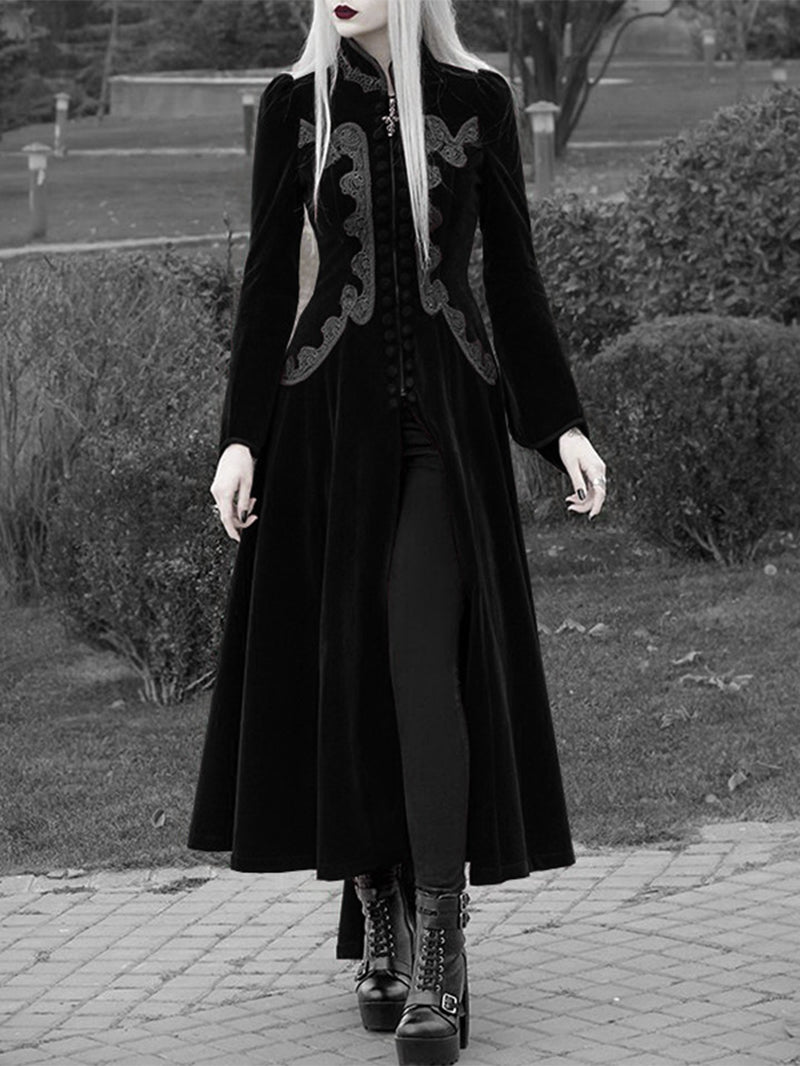 Halloween Fashion Graceful Embroidery Slit Pleated Dress