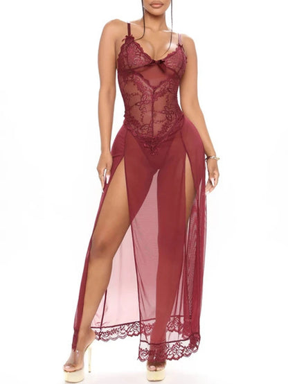 Sexy Fashion Lace Mesh Lace Night Skirt Suit