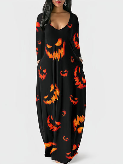 Halloween Puppet Smirk Printing Slip Dress