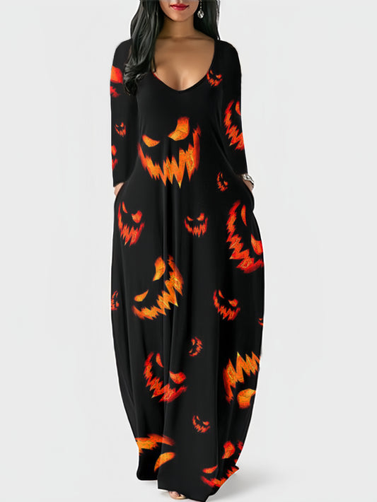 Halloween Puppet Smirk Printing Slip Dress