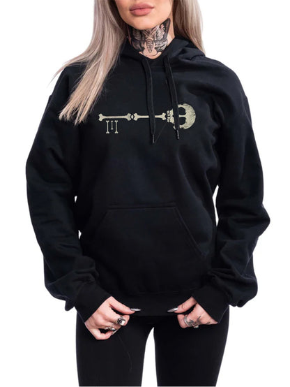 Halloween Women Skull Key Print Hoodie