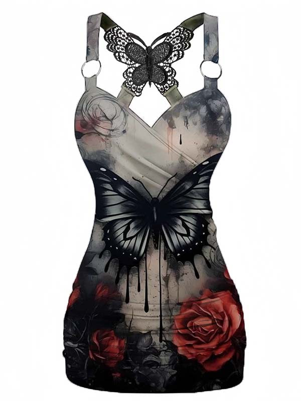 Butterfly Rose Printed Back Butterfly Camisole