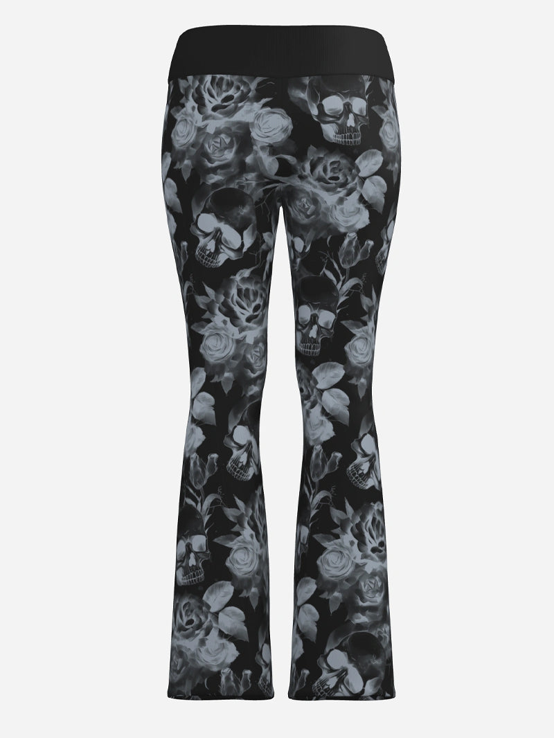 Women's Fashion Gothic Print Skull Cross Belly Contracting Yoga Pants