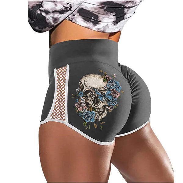 Skull Flower Particle Feeling Low-Rise Track Shorts