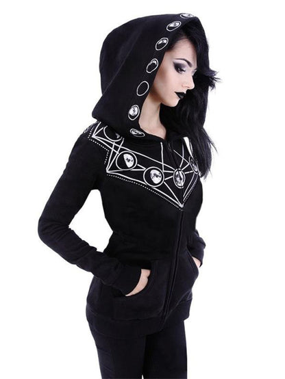 Women's Gothic Style Geometric Moon Printed Hoodie