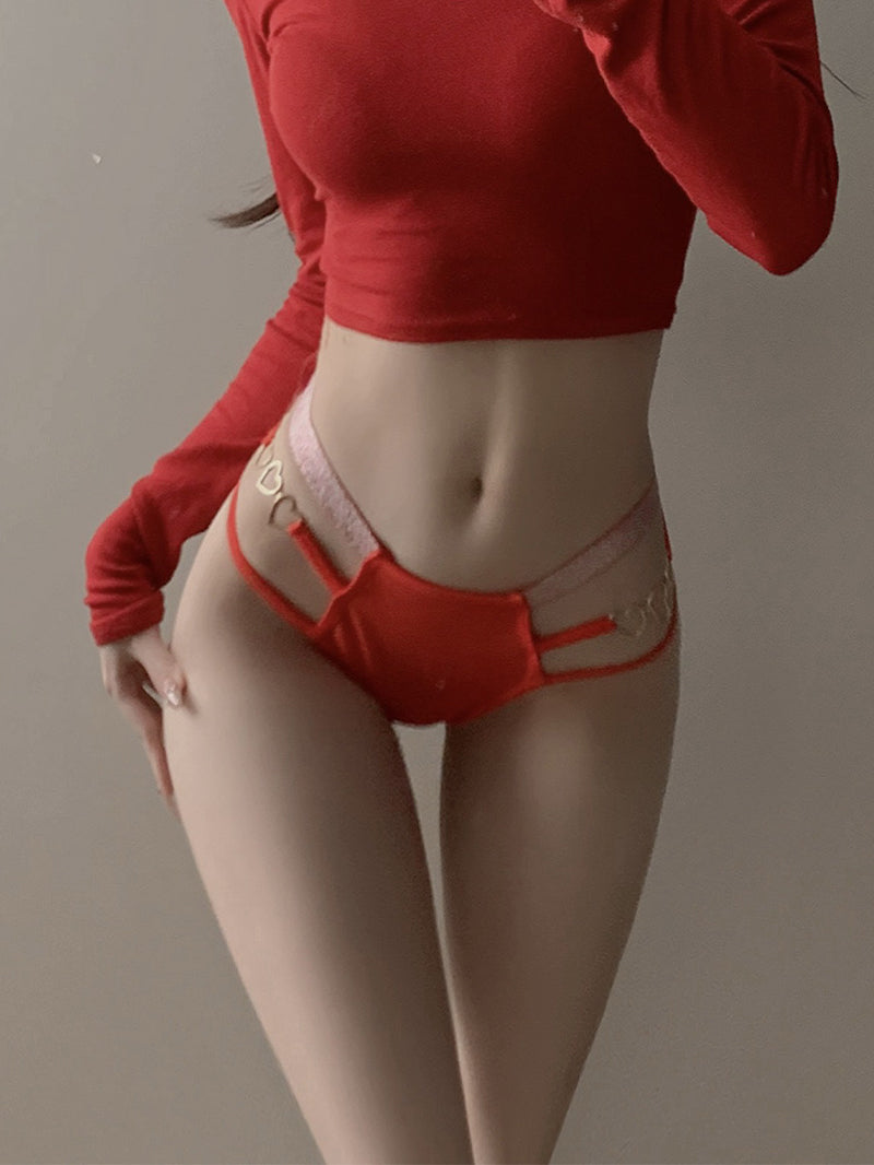 Sexy Cutout Love Buckle Flash Lace Underwear