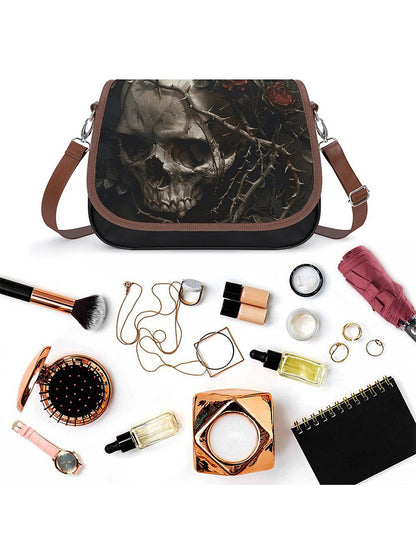 Women's Fashion Skull Print Leather Haversack