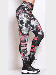 Sexy Skull Witch Print Hip Raise High Waist Yoga Pants