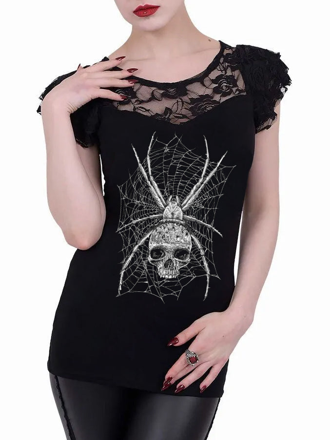 Women's Fashion Skull Print round Neck Women's T-shirt