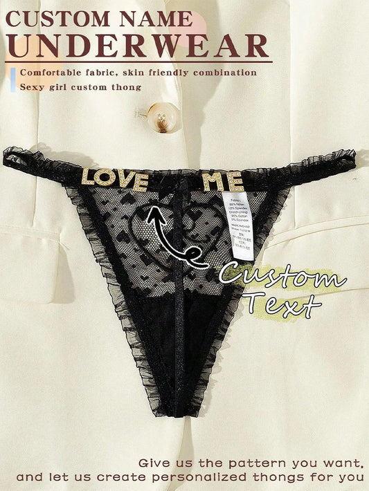 Lace See-through Love Pattern Underwear Custom