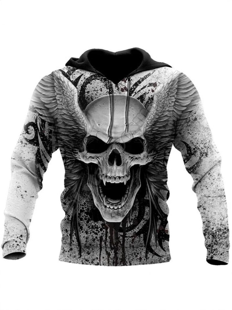 Fashion Men's Gothic Style 3D Skull Print Hoodie