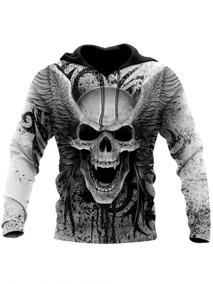 Fashion Men's Gothic Style 3D Skull Print Hoodie