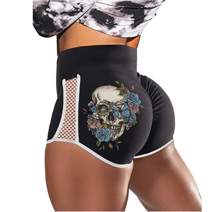 Skull Flower Particle Feeling Low-Rise Track Shorts