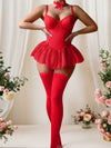 Sexy Red Lace Body Shaping Skirt Stockings Suit
