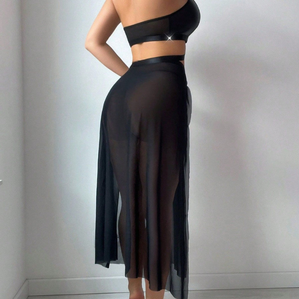 Sexy See-through Bra Split Skirt Suit