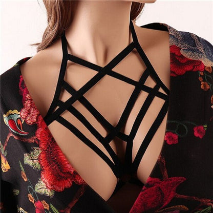 Sangle de soutien-gorge élastique croisée sexy à lacets pour bondage et discipline