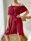 Plus Size Lace Bow Slim Nightdress2 Piece Set