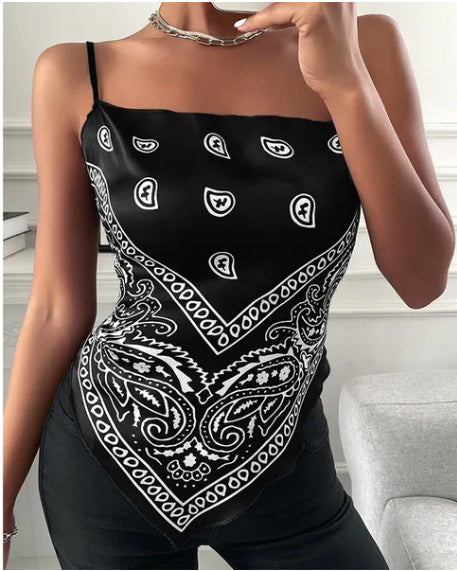 Ethnic Print Tank Top Small Slip Top