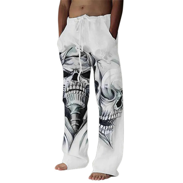 Skull Printing Casual Straight Trousers