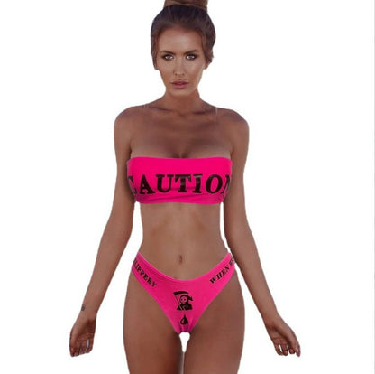 Sexy Bikini-Badeanzug mit Tube-Top und Totenkopf-Motiv