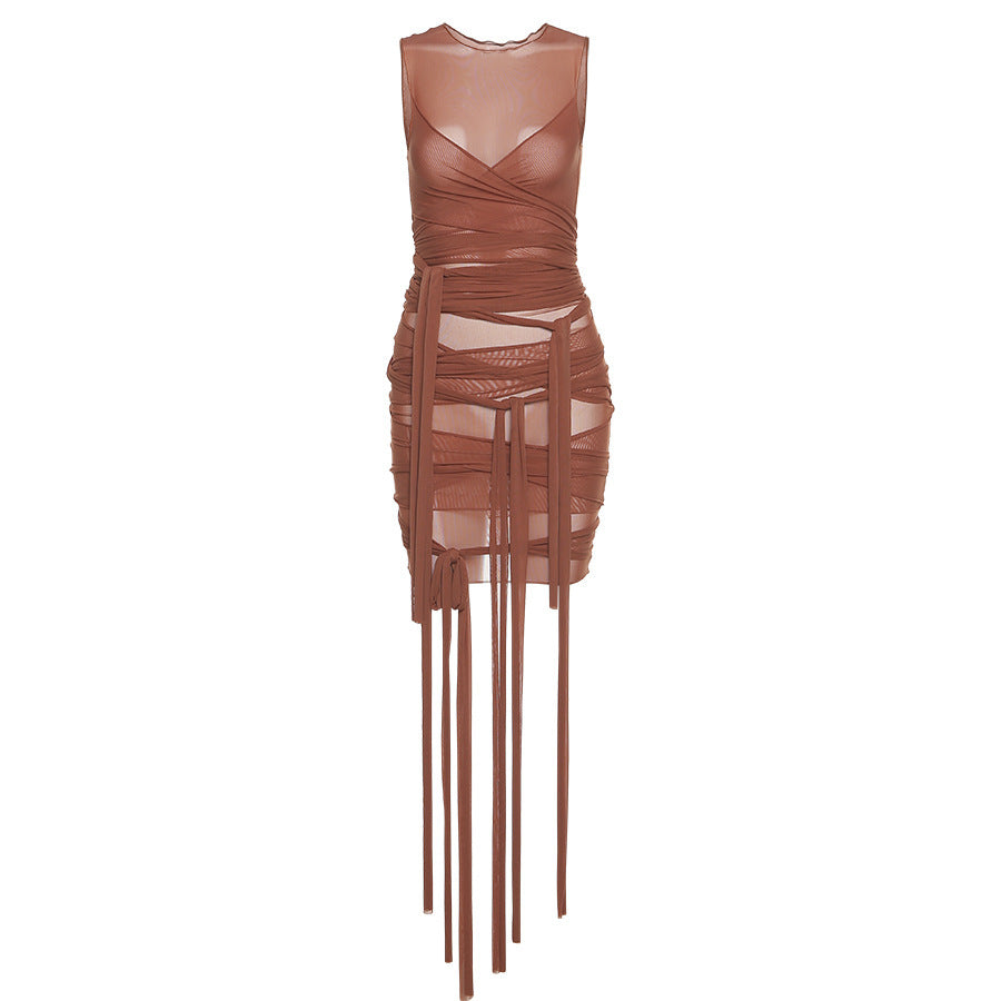 Sexy Slim Mesh Dopamine Dress