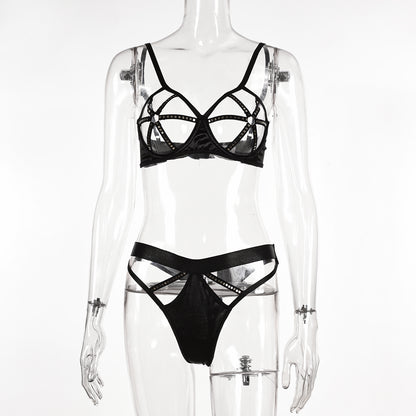 Sexy BH-Set mit Cut-outs und leuchtenden Pailletten