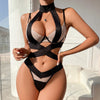 Sexy Lace-up Hollow-out Gathering Bra Two-Piece Set