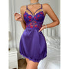 Seduction Lace Satin Split Pearl Suspender Nightdress
