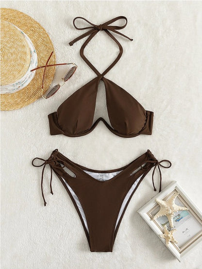 Damen-Bikini-Badeanzug mit hohlen Stahlbügeln