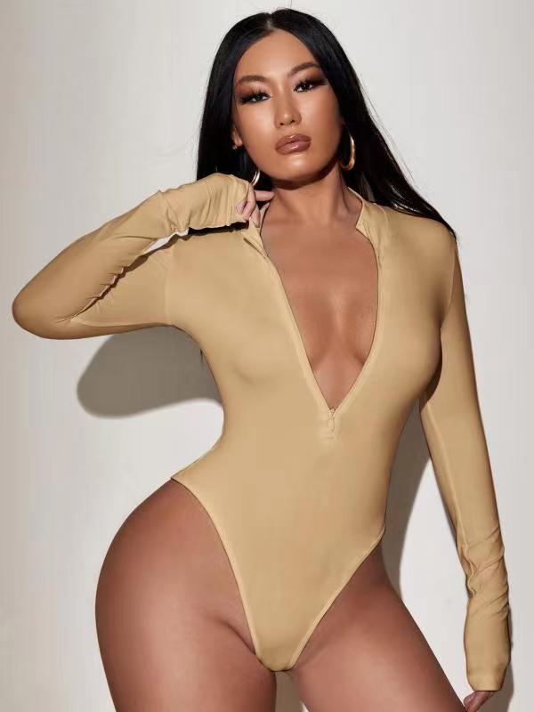 Sexy V-neck Tight Seamless Elastic Jumpsuit